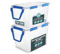 Kreher Boîte de rangement de 100 litres avec couvercle, étanche, résistante à la poussière, transparente et empilable, sans BPA et sans substances nocives, boîte en plastique robuste avec joint en