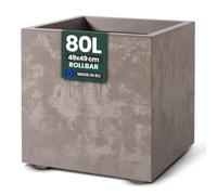 Kreher Jardinière Millennium XL en différents formats et couleurs - Superbe aspect pierre naturelle en marron, beige, anthracite ou gris - En plastique robuste - 80 litres - Marron sable