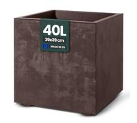 Kreher Jardinière Millennium XL en différents formats et couleurs. Superbe aspect pierre naturelle marron, beige, anthracite ou gris. En plastique robuste (40 litres, marron)