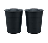 Kreher® Lot de 2 citernes d'eau de pluie XXL « Smooth » 510L avec couvercle. En plastique robuste anthracite/gris. Aspect discret au format rond, intemporel et moderne (2 x anthracite avec couvercle)