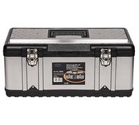 Kreher Malle à outils XXL PROFI 23 en acier inoxydable avec poignée amovible 58,2 x 29,8 x 25,5 cm