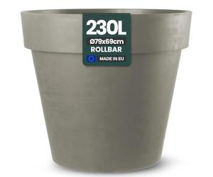 Kreher Pot de fleurs XXL à roulettes - 79 cm et 58 cm - Anthracite - Blanc - Robuste - Grande jardinière pour fleurs et arbres - Intérieur et extérieur