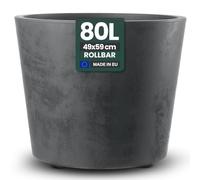 Kreher Pot de fleurs XXL Millennium avec plateforme roulante et un volume de 80 litres ! Magnifique aspect pierre naturelle en brun ou anthracite ! Dimensions : 59 x 49 cm (ØxH) (Anthracite)