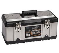 Kreher Profi 18" Mallette à outils XL de qualité professionnelle en acier inoxydable avec cadre en plastique robuste et porte-outils amovible Verrouillable grâce aux fermetures en métal Dimensions : 47 x 23,8 x 20,3 cm