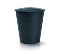 Kreher® Récupérateur d'eau de pluie XXL « Smooth » 510L avec couvercle et pied (en option). En plastique anthracite/gris. Aspect discret au format rond, intemporel et moderne. (anthracite, avec