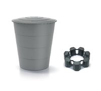 Kreher® Récupérateur d'eau de pluie XXL « Smooth » 510L avec couvercle et pied (en option). En plastique anthracite/gris. Aspect discret au format rond, intemporel et moderne. (gris, avec couvercle et