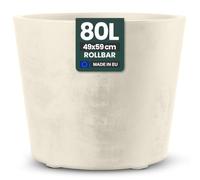 Kreher XXL Pot de fleurs Millennium avec plateforme roulante et un volume de 80 litres ! Magnifique aspect pierre naturelle en marron ou anthracite ! Dimensions : 59 x 49 cm (ØxH) (Crème)