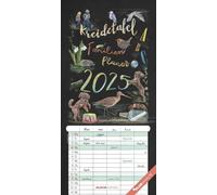 Kreidetafel Familienplaner 2025 - Familienkalender 22x45 cm - 5 Spalten - Kalender mit Ferienterminen und vielen Zusatzinformationen - Wandkalender