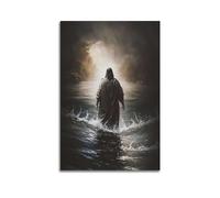 Krem Poster Jésus sur toile - Cadeau pour chambre à coucher ou salon - Décoration moderne et esthétique - 40 x 60 cm - Style sans cadre