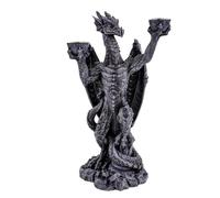 Kremers Schatzkiste Bougeoir dragon 30 cm en polyrésine pour 2 bougies Design fantastique mystique pour décoration et cadeaux Sculpture gothique