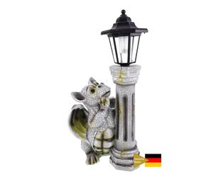 Kremers Schatzkiste Drachenkind avec Lanterne Solaire 44,5 cm Figure de Dragon Gargoyle Figure de Jardin
