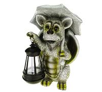 Kremers Schatzkiste Figurine de jardin en forme de dragon avec lanterne solaire + parapluie