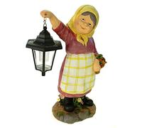 Kremers Schatzkiste Figurine de jardin grand-mère noble avec lanterne solaire et panier 39 cm