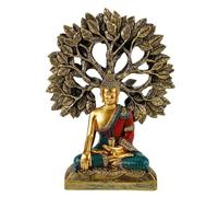 Kremers Schatzkiste Figurine décorative Ganesha avec arbre de vie - 25 cm - Statue de Shiva en polyrésine - Bouddha - Cadeau de yoga