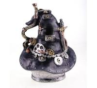 Kremers Schatzkiste Grande tête de hibou Steampunk peinte à la main - 20 x 17 cm - Statue en polyrésine avec détails mécaniques - Sculpture de décoration intérieure pour la décoration de la maison et