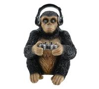 Kremers Schatzkiste Sculpture de jeu amusante en polyrésine peinte à la main - 17 cm - Motif singe gamer - Décoration originale pour bureau, étagère et chambre de joueur