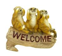 Kremers Schatzkiste Statuette de Jardin avec suricates 3 sages Welcome 24 cm