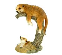 Kremers Schatzkiste Suricate Maman avec Enfant sur Une Branche Figurine de Jardin 24 cm Figurine Animale Meercat