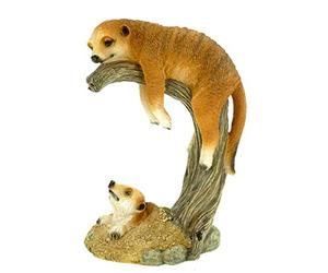 Kremers Schatzkiste Suricate Maman avec Enfant sur Une Branche Figurine de Jardin 24 cm Figurine Animale Meercat