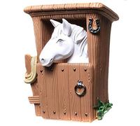 Kremers Schatzkiste Tirelire cheval dans l'écurie - Blanc - 14 cm - Décoration en pierre artificielle - Cadeau pour les amateurs de chevaux