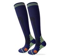Kreori Chaussettes de compression pour homme et femme, chaussettes de compression pour le sport, le vol, la course, les voyages, le cyclisme, la grossesse, l'infirmière, 15-20 mmHg, Bleu marine-1