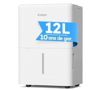 Kresico Déshumidificateur d'Air Électrique 12L/Jour, Super Silencieux & Économe en Énergie, Déshumidificateur 4 Modes pour Maison, Cave & Salle de Bain, 122m³/25m², Minuterie 24 Heures, Gar 10 Ans