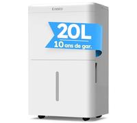 Kresico Déshumidificateur d'Air Électrique 20L/Jour, Super Silencieux & Économe en Énergie, Déshumidificateur 4 Modes pour Maison, Cave & Salle de Bain, 150m³/50m², Minuterie 24 Heures, Gar 10 Ans