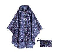 Krespuka Poncho de pluie imperméable à capuche pour femme avec fermeture éclair pour le plein air, la randonnée et le vélo, étoile bleue, Taille unique