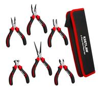 KRETLAW Lot de 6 mini pinces Linesman, nez long, pince à bec, pince à bec long, pince à bec courbe, coupe-fil et pince coupante, pour réparations électroniques, sac avec