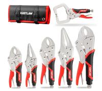 KRETLAW Lot de 6 pinces étau autobloquantes - 165/240 mm - Pince étau long beck - 125/175/250 mm - Avec mâchoires incurvées - Pince en C de 150 mm avec poignée TPR - Sac à roulettes avec