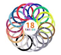 Kretrum 18 couleurs Filament PLA pour stylo 3D 1,75 mm - Recharges de filament pour stylo 3D compatibles avec MYNT3D SCRIB3D - Ne convient pas pour Filapen - Chaque couleur 3M - Total 72 mètres