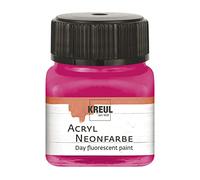 Kreul 10009853 77263-Peinture, 20 ML Verre Rose néon, Peinture Acrylique Fluorescente-luminescente à Base d'eau, crémeuse Semi-couvrante avec luminosité Intense sur Fond Blanc, Neon Pink