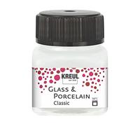 Kreul 16200-Glass Classic Blanc crème, en Pot de 20 ML, Peinture Brillante pour Verre et Porcelaine à Base d'eau, séchage Rapide, Opaque, 624236, Cream White