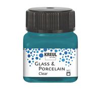 Kreul 16216 - Glass & Porcelain Clear Turquoise, en Pot de 20 ML, Peinture Transparente pour Verre et Porcelaine, à Base d'eau, séchage Rapide, Claire comme du Cristal