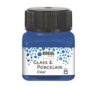 Kreul 16217 - Glass & Porcelain Clear Bleu foncé, en Pot de 20 ML, Peinture Transparente pour Verre et Porcelaine, à Base d'eau, séchage Rapide, Claire comme du Verre