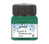 Kreul 16224 - Glass & Porcelain Clear Vert foncé, en Pot de 20 ML, Peinture Transparente pour Verre et Porcelaine, à Base d'eau, séchage Rapide, Claire comme du Cristal