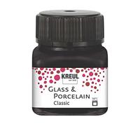 Kreul 16234 - Glass & Porcelain Classic noir, en pot de 20 ml, peinture brillante pour verre et porcelaine à base d'eau, séchage rapide, opaque