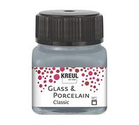 Kreul 16246 - Glass & Porcelain Classic metallic silver, en pot de 20 ml, peinture brillante pour verre et porcelaine à base d'eau, séchage rapide, opaque