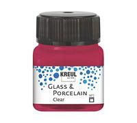 Kreul 16293 - Glass & Porcelain Clear Rouge Bordeaux, en Pot de 20 ML, Peinture Transparente pour Verre et Porcelaine, à Base d'eau, séchage Rapide, Claire comme du Cristal