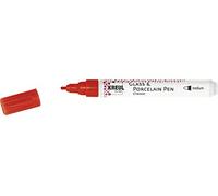 KREUL 16403 - Glass & Porcelain Pen Classic medium, rouge cerise, pointe ogive, épaisseur de trait env. 2-4 mm, crayon de peinture pour porcelaine avec couleur opaque et résistante à la lumière