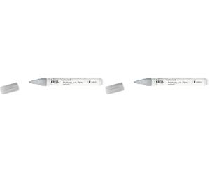 KREUL 16416 - Feutre pour verre et porcelaine, pointe ogive indéformable, largeur de trait env. 2-4 mm, couleur métallique brillante à base d'eau, sans solvant, Silver (Lot de 2)