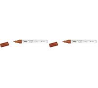 KREUL 16417 - Glass & Porcelain Pen Metallic medium, cuivre, pointe ogive, épaisseur de trait env. 2-4 mm, crayon de peinture pour porcelaine avec couleur métallique, sans solvants (Lot de 2)