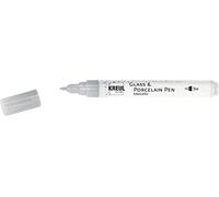 KREUL 16425 - Glass & Porcelain Pen Metallic fine argent, pointe fine indéformable, largeur de trait env. 1 à 2 mm, crayon pour porcelaine avec couleur métallique brillante à base d'eau, sans solvant