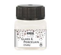 Kreul 16631 - Glass & Porcelain Chalky White Cotton, 20 ml verre, doux - Peinture mate pour verre et porcelaine à base d'eau, séchage rapide, opaque