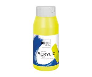 Kreul 17061 - Solo Goya Triton Peinture Acrylique Jaune Fluorescent, Flacon de 750 ML, séchage Rapide et Mat, Peinture à Base d'eau, qualité Studio, Bon Pouvoir Couvrant et Bon rendement