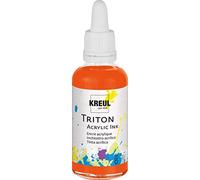 KREUL 17402 - Triton Acrylic Ink, orange véritable, 50 ml verre avec pipette pour doser et mélanger, haute intensité de couleur, séchage satiné, pour toile et papier