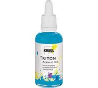 KREUL 17446 - Triton Acrylic Ink, bleu turquoise, pot de 50 ml avec pipette pour doser et mélanger, haute intensité de couleur, séchage satiné, pour toile et papier