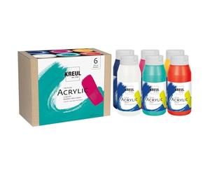 KREUL 17799 - Triton Acrylic Liquid Set Modern Mix Colors 6 x 750 ml, Set de couleurs puissantes et harmonieuses de couleurs acryliques de haute qualité pour artistes, convient pour le mélange