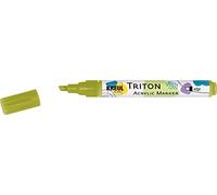 Kreul 17845 - Triton Acrylic Marker edge, vert olive clair, pointe biseautée, épaisseur de trait env. 1 à 4 mm, marqueur acrylique pour décorer le papier, le bois, la pierre et bien plus encore
