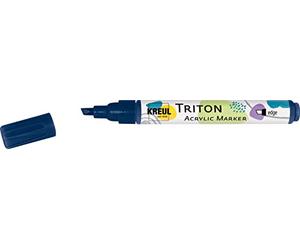 KREUL 17848 - Triton Acrylic Marker Edge, bleu foncé, épaisseur de point 1 à 4 mm, avec pointe Edge comme outil polyvalent, séchage satiné, résistant aux intempéries sur supports absorbants
